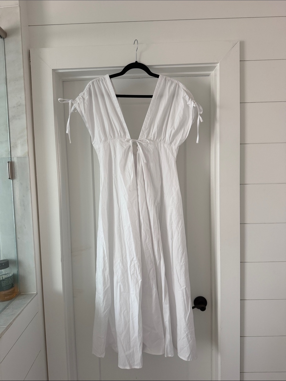 Runaway the Label White V-Neck Tie-Front Women's Dress